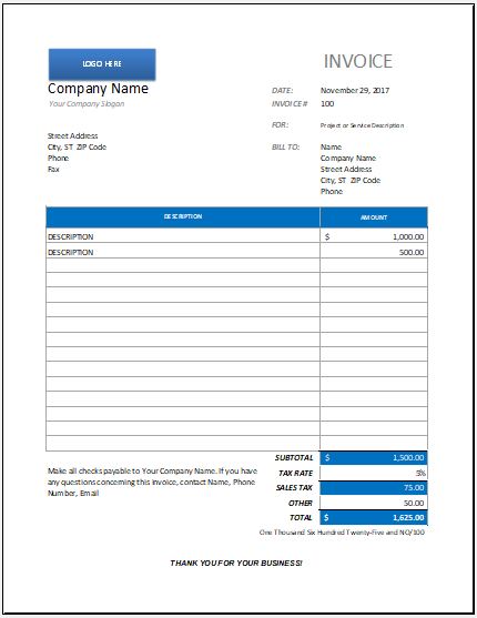 Maintenance Invoice Template Excel Format Excel Templates Service 