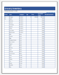 Grocery Inventory Template for MS Excel | Excel Templates