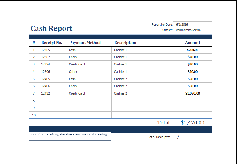 MS Excel Printable Cash Flow Report Template | Excel Templates