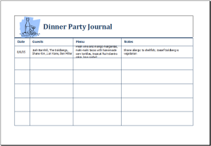 dinner party journal template
