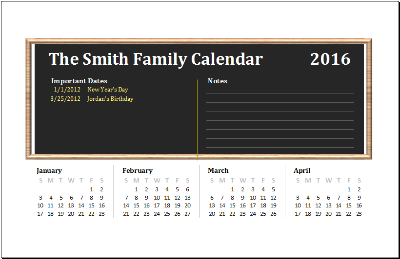 Family Calendar Template Printable Calendar