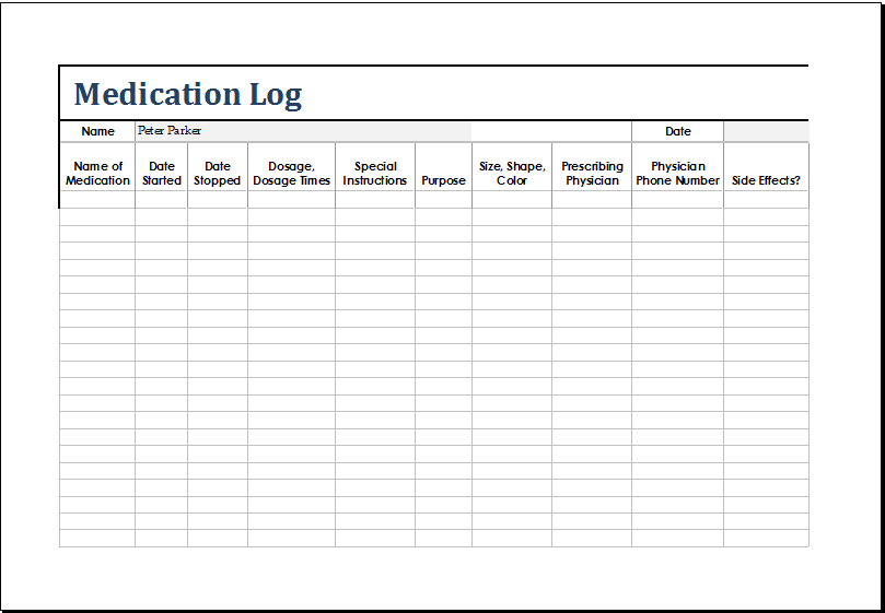 Printable Daily Medication Schedule Template Excel