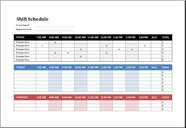 free work schedule maker template