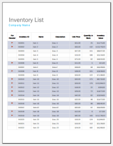 inventory microsoft excel template