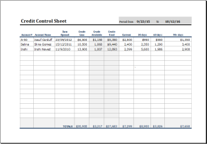 Credit Control Sheet with Aging Template for Excel | Save