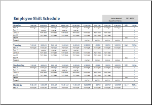 employee shift schedule template