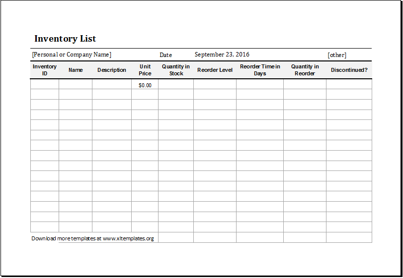 Inventory List Template for MS Excel | Excel Templates