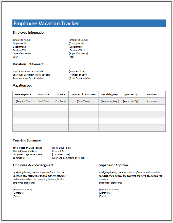 Employee Vacation Tracker