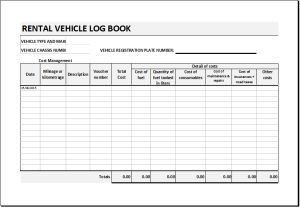 Rental Vehicle Logbook Template for Excel | Excel Templates