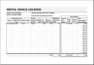 Rental Vehicle Logbook Template for Excel | Excel Templates