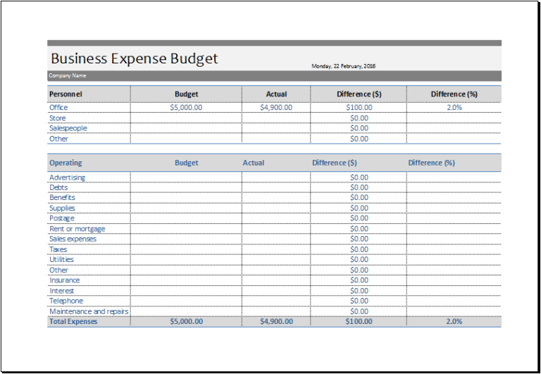 excel template for income and expense report