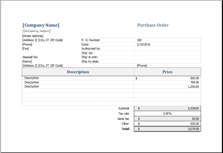 Purchase Request Template Excel