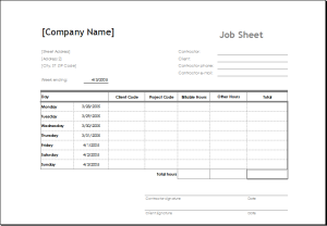 job sheet template