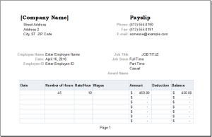 Employee Payslip Template for MS EXCEL | Excel Templates