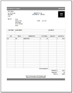 Sales Receipts Contents & Templates For Ms Excel 