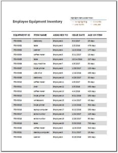 Employee Equipment Inventory Sheet | Excel Templates