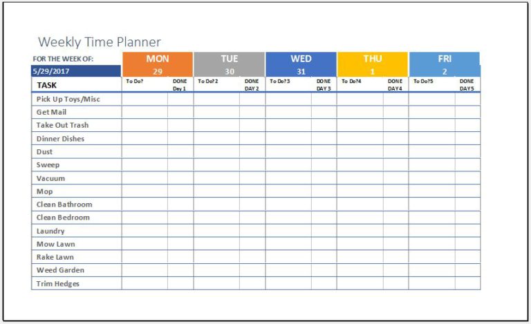 microsoft excel time schedule template