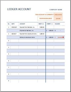 T-Ledger Account Sheet Template for MS Excel | Download