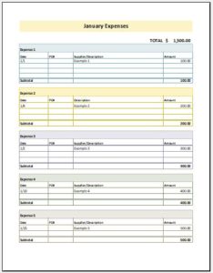 small business monthly expense report template excel