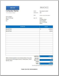 Maintenance Invoice Template Excel Format 