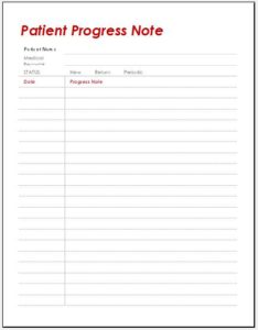 Patient Progress Note Templates MS Excel | Excel Templates