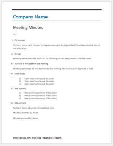 Meeting Minute Templates for MS Word | Excel Templates