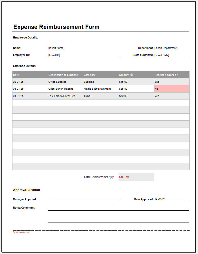 General Expense Reimbursement Form