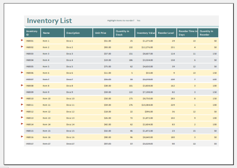 5 Best Microsoft Excel Inventory Templates | Excel Templates