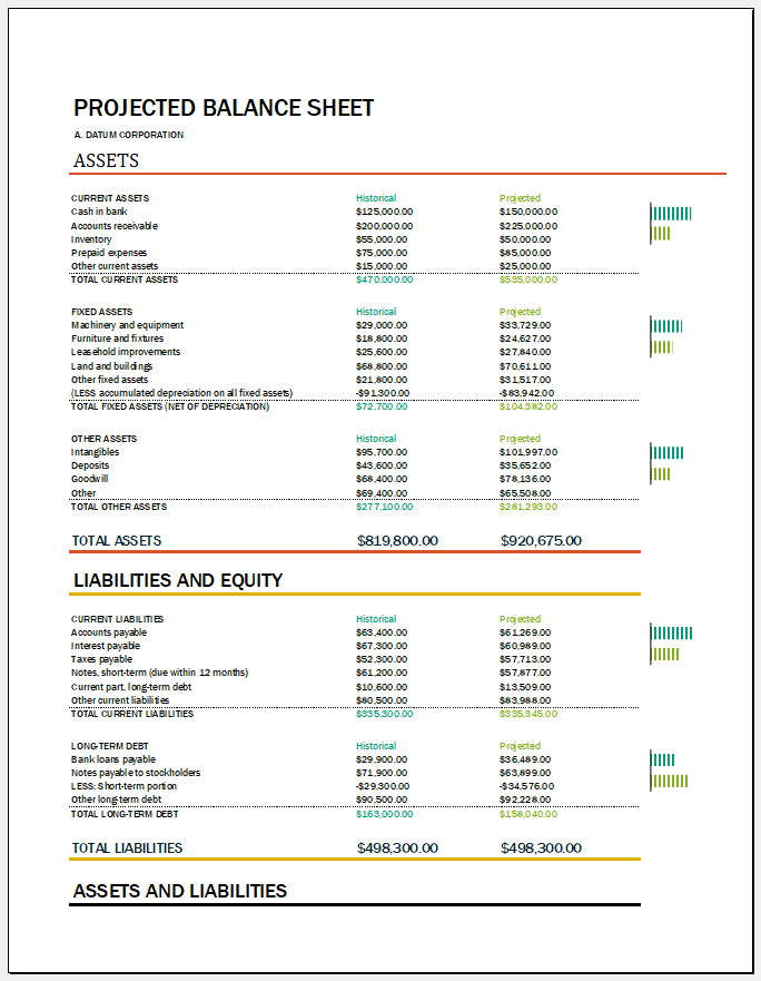 Projected Balance Sheet