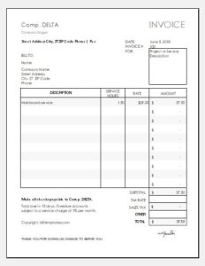 ms excel invoice template download
