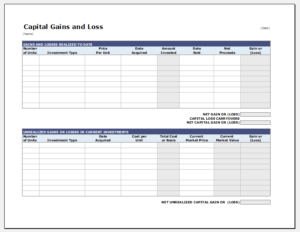 capital gains losses calculator xlsx xls