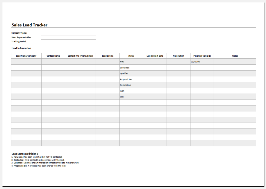 Sales Lead Tracker Template