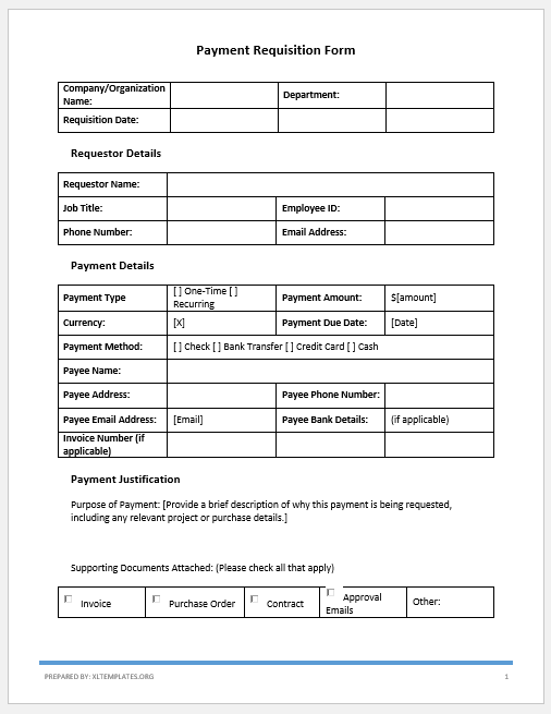 Payment Requisition Form