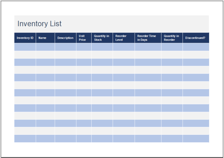 Parts Inventory Spreadsheet Template for Excel Download