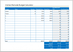 Kitchen Remodel Budget Calculator for Excel | Download Free